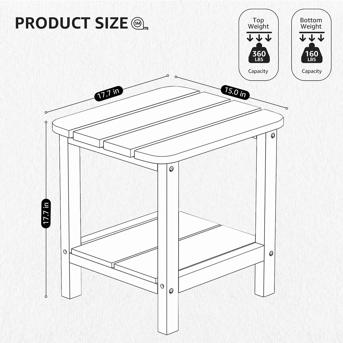 SERWALL Adirondack Table Outdoor Side Table