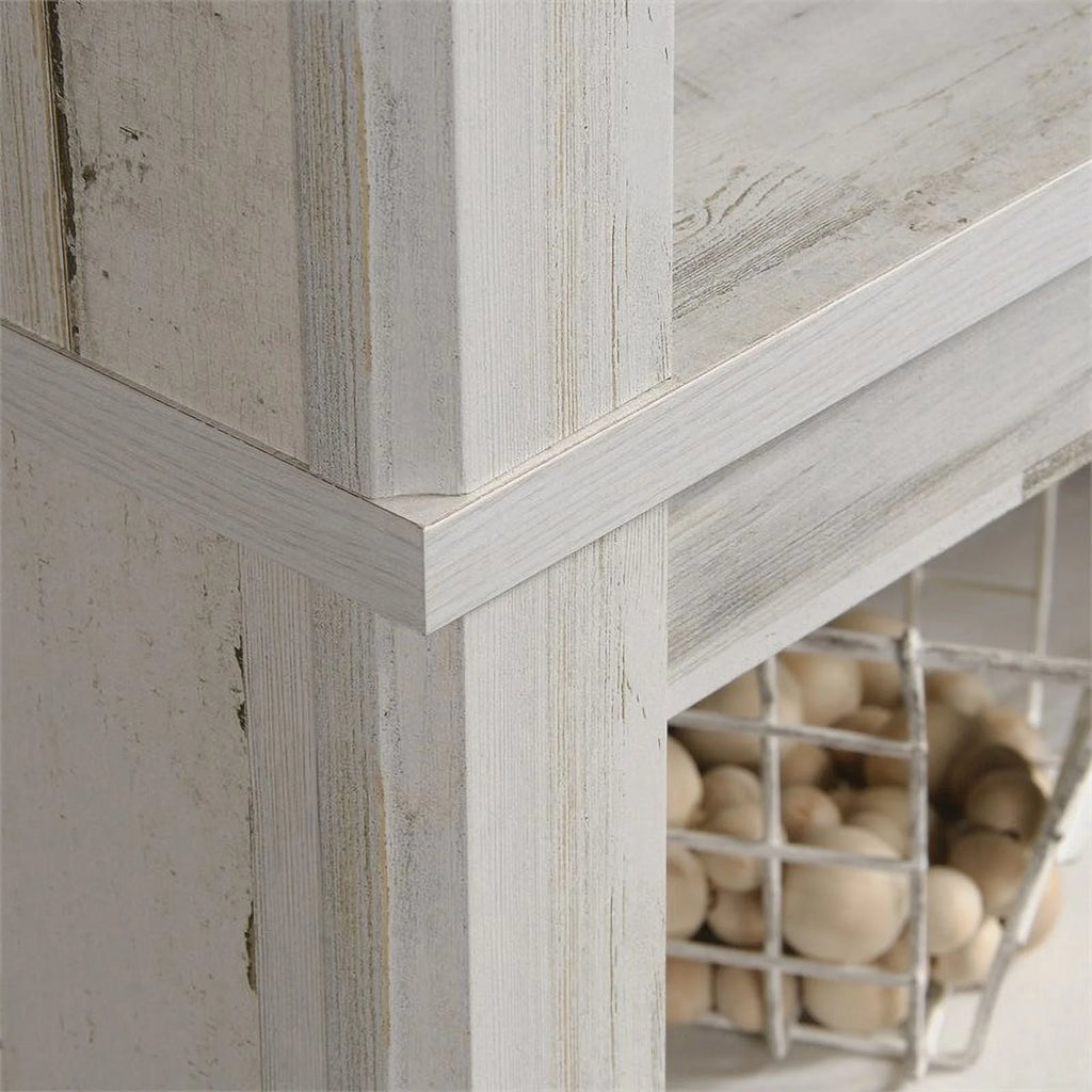 Pemberly Row Contemporary 5 - Shelf Tall Wood Bookcase in White Plank