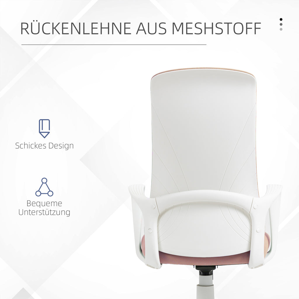 Vinsetto Bürostuhl, Computerstuhl, neigbare Rückenlehne, drehbar, höhenverstellbar, 62x56x110-119,5cm, rosa