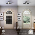 Nathan James Argo Semi Flush Ceiling Mount 3-Light Fixture with Retro Black Rounded Shade for Hallway, Kitchen or Bedroom