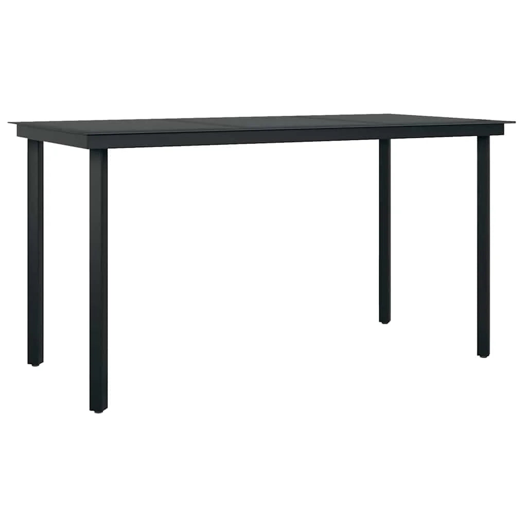 Vidaxl 7 Piece Patio Dining Set with Cushions Black Poly Rattan Glass