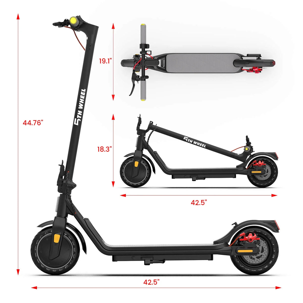 5TH WHEEL W16S 300W Electric Scooter with Turn Signal, 8.5" Solid Tires, 18mph & 12miles Range, Folding Commuting E - Scooter for Adults with APP Control
