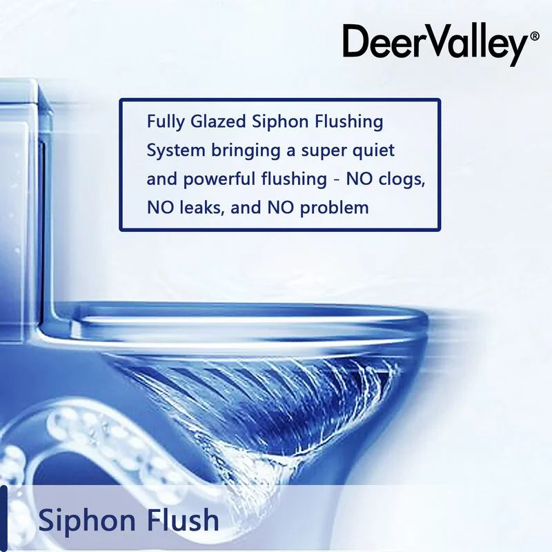 Deervalley Symmetry DV - 1F52807 One Piece Toilets 1.28 GPF Single Flush Elongated Toilet, Ceramic Compact Toilet in White